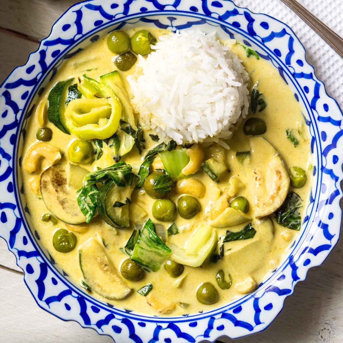 Grünes Curry mit Thai-Auberginen 