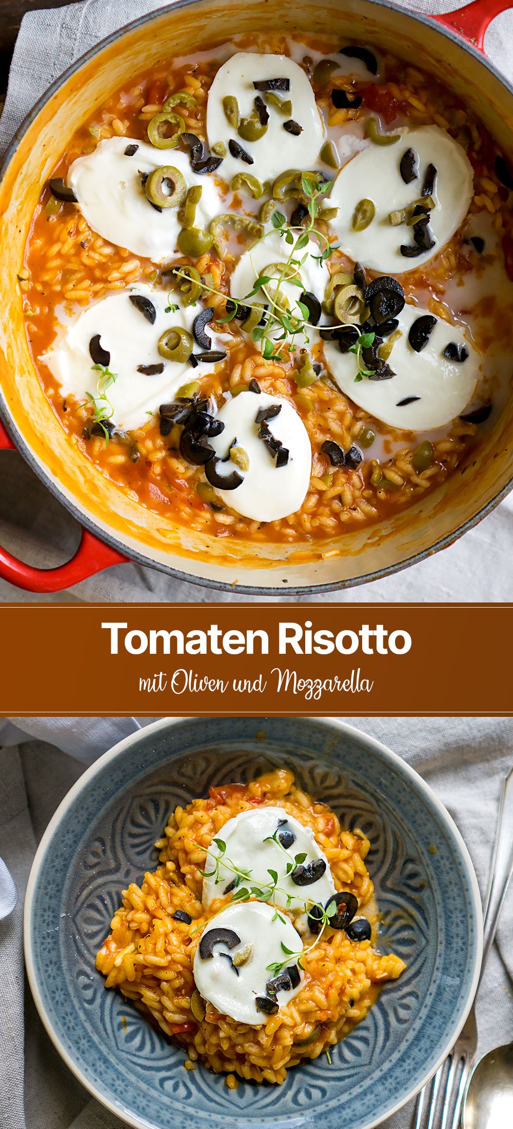 Tomaten-Risotto mit Oliven und Mozzarella - Madame Cuisine
