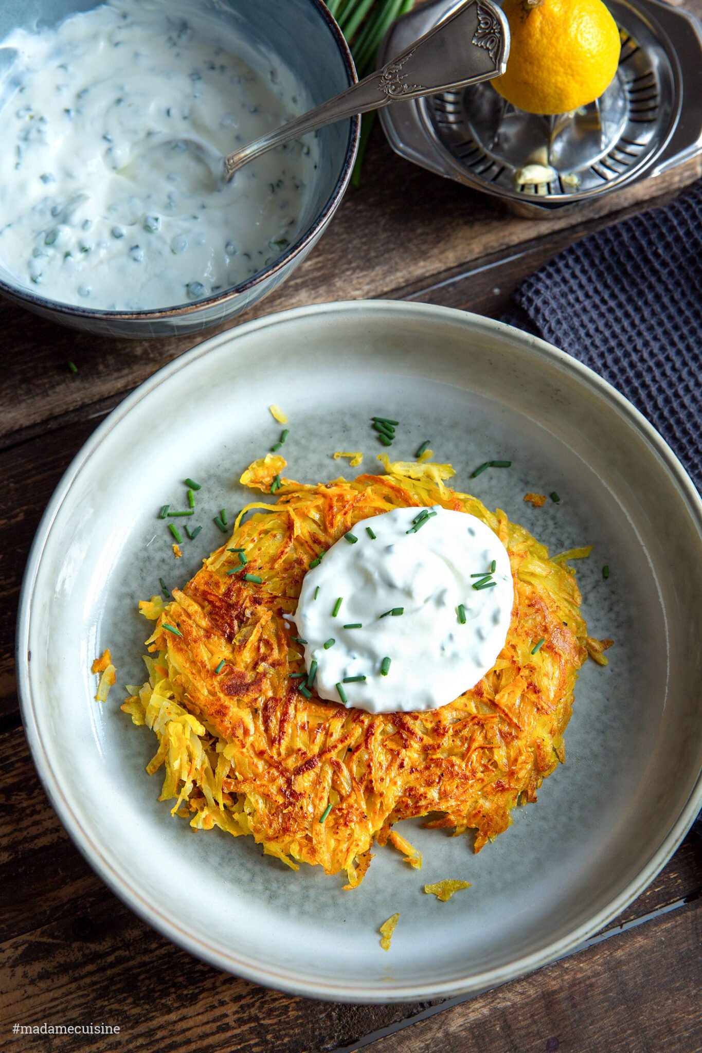 Kartoffel-Rösti mit Kräuterquark - Madame Cuisine
