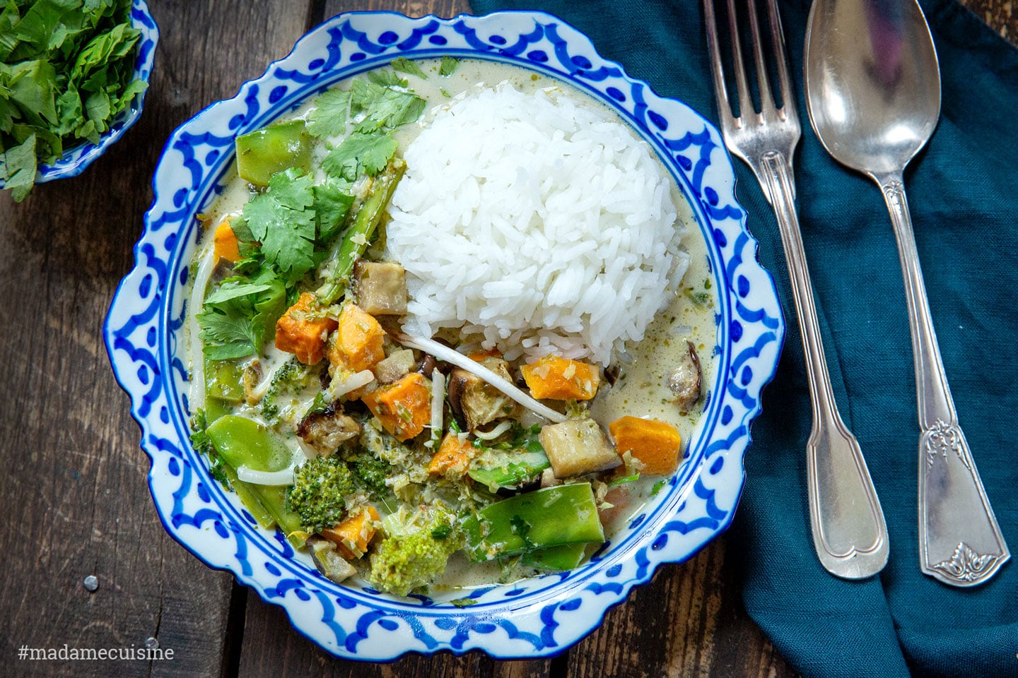Grünes Curry mit Kürbis und Auberginen | Madame Cuisine Rezept
