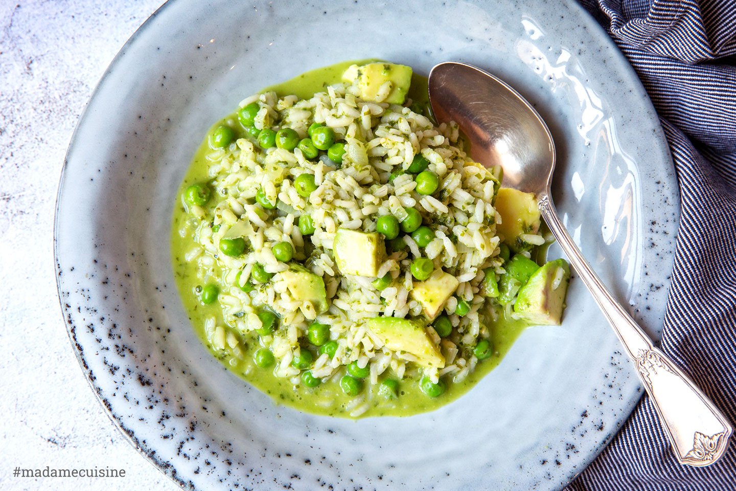 Grünes Risotto mit Avocado &amp; Erbsen - Madame Cuisine