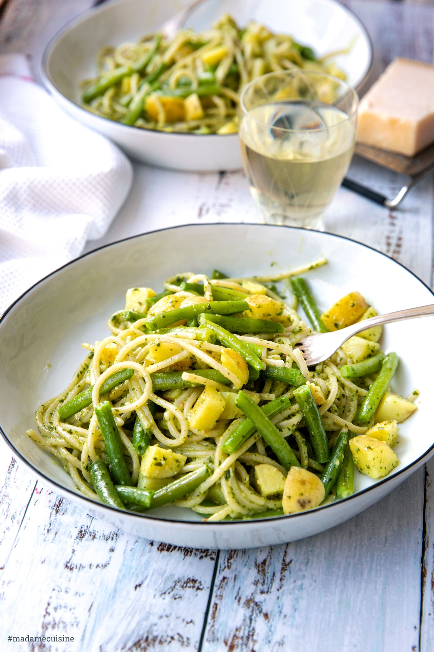 Ligurische Pasta mit Bohnen und Kartoffeln