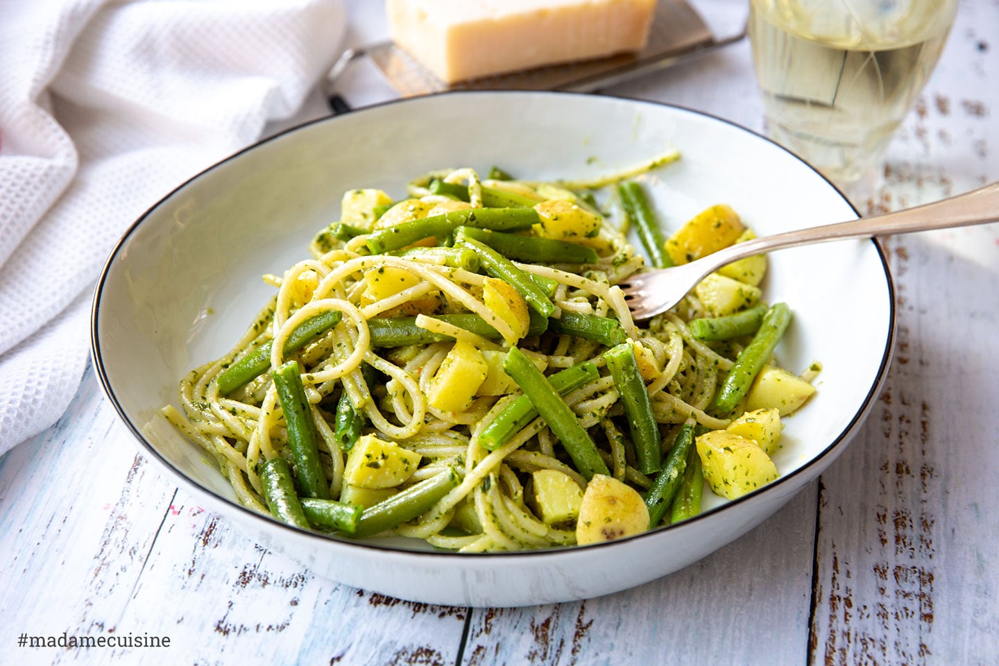 Ligurische Pasta mit Bohnen, Kartoffeln & Pesto