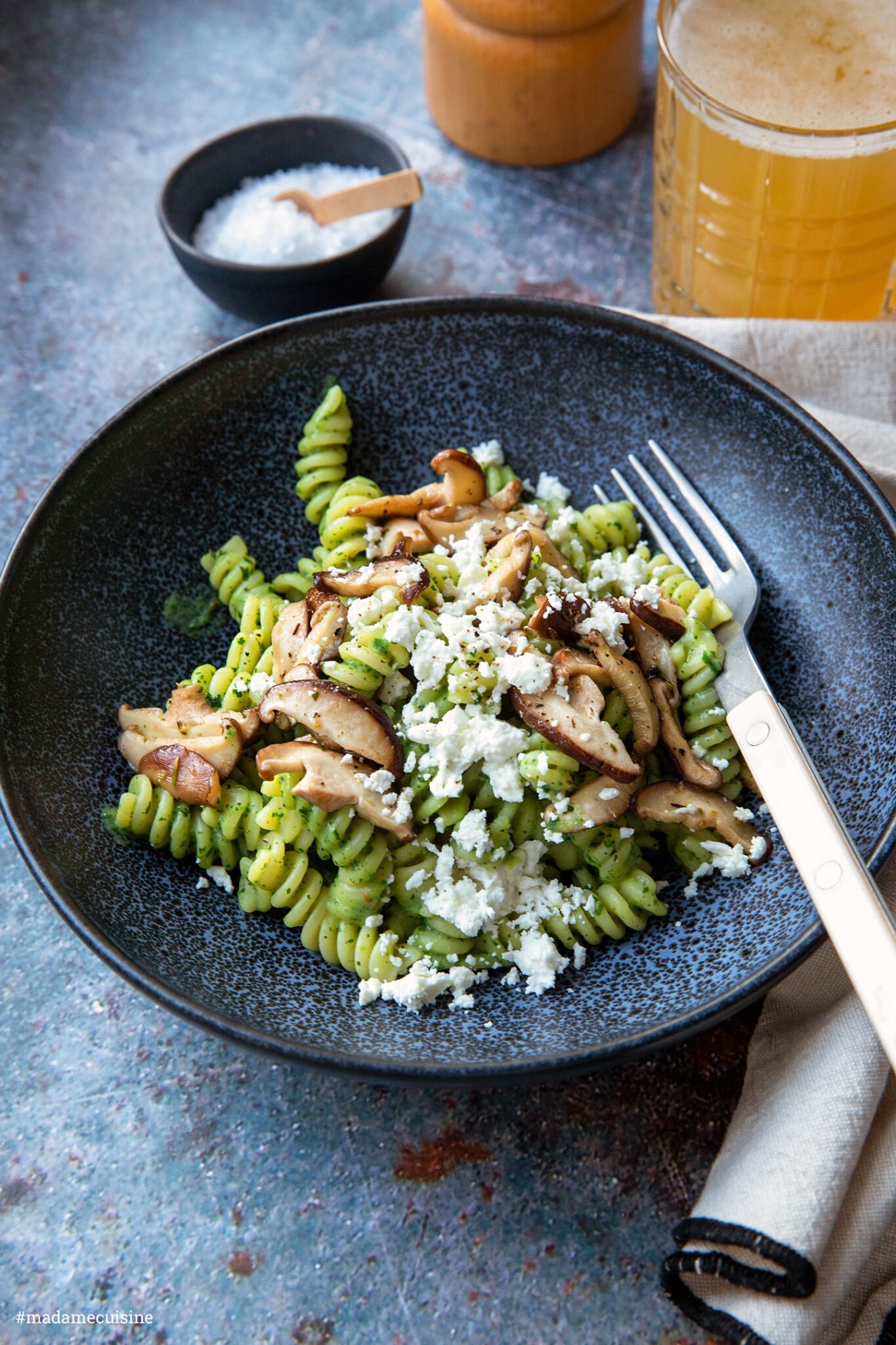 Pasta mit ZucchiniPesto & Shiitake Madame Cuisine