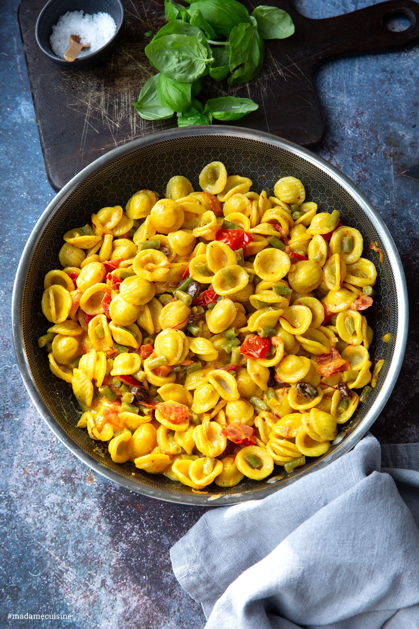 Safran-Orecchiette mit grünen Bohnen | Madame Cuisine Rezept