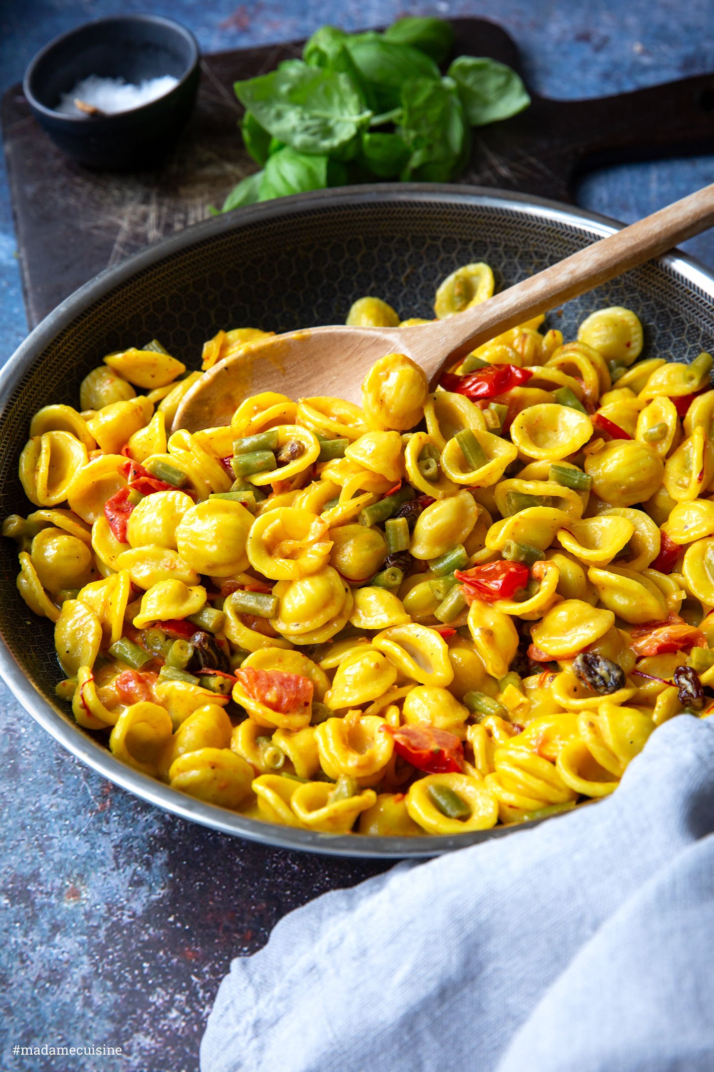 Safran-Orecchiette mit grünen Bohnen | Madame Cuisine Rezept