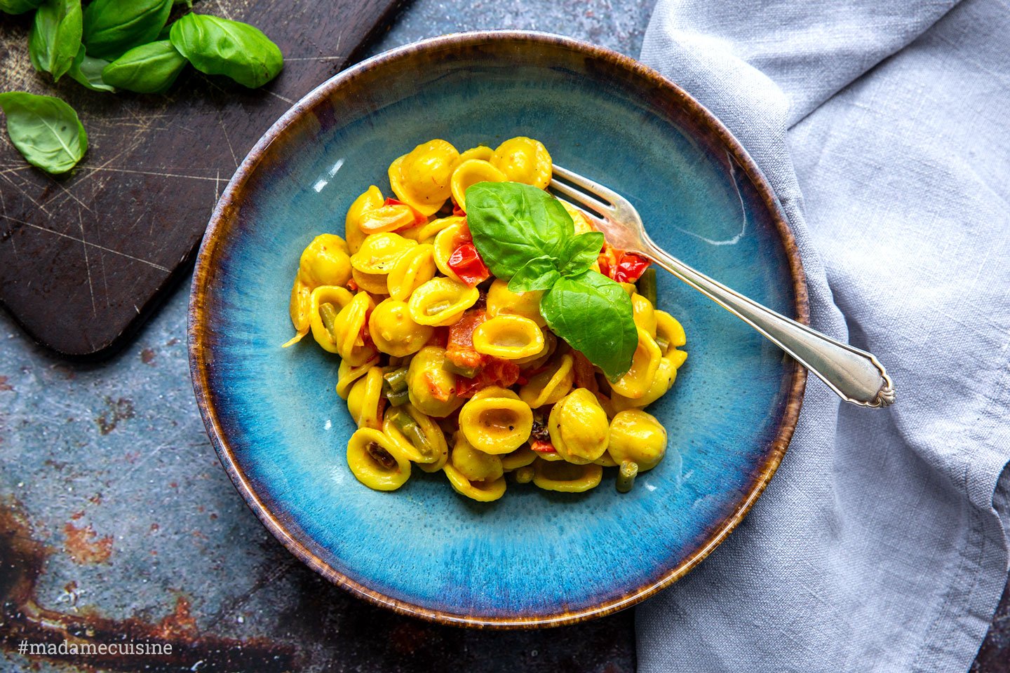 Safran-Orecchiette mit grünen Bohnen | Madame Cuisine Rezept
