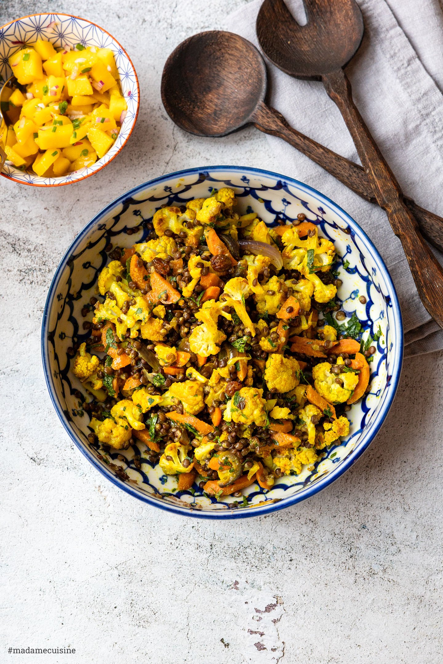 Rustikaler Linsensalat mit geröstetem Blumenkohl | Madame Cuisine Rezept